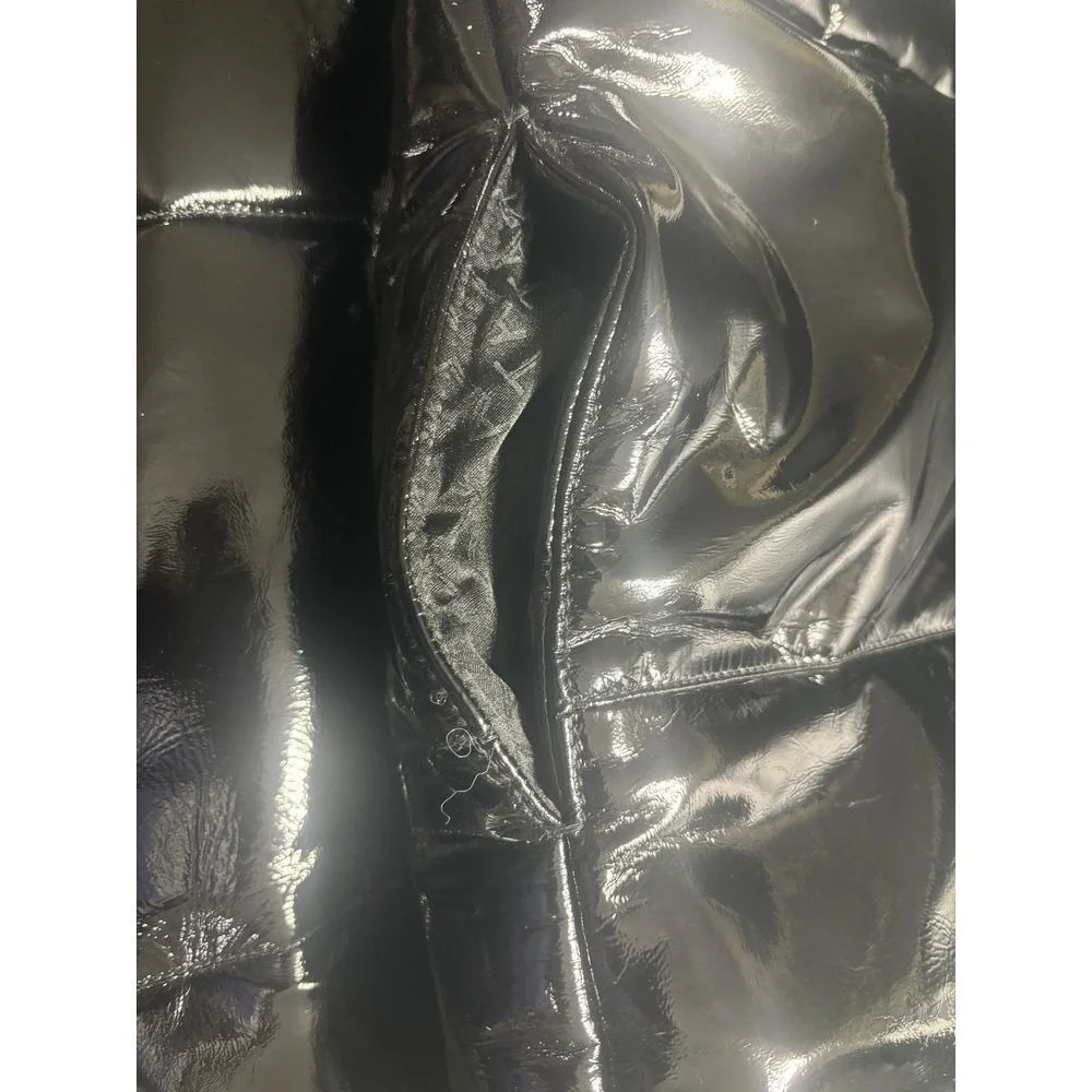 Lita‎ by Ciara NWT Soft Patent Leather Puffer Coat in Black Size Small MSRP $798